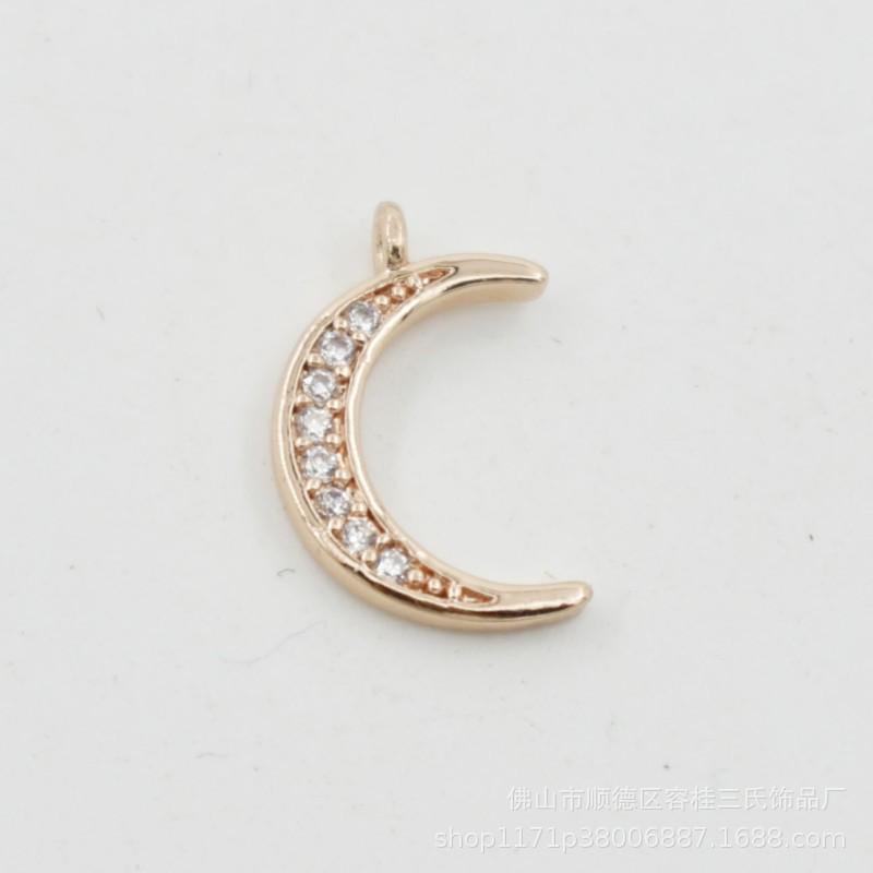

10 Pcs/lot Cute Moon Pendant Micro Inlaid Zircon Accessories DIY Bracelet Necklace Charms for Jewelry Making
