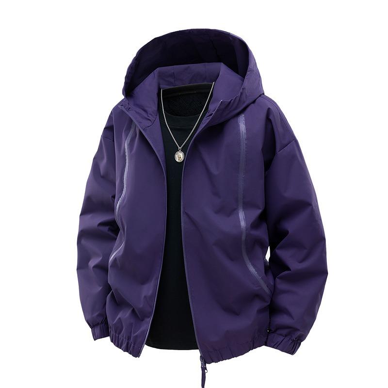 OO Fleece Verdickt Einfarbige Jacke Herren Locker Trend Outdoor Wasserdicht Freizeit Kapuzenjacke Herren