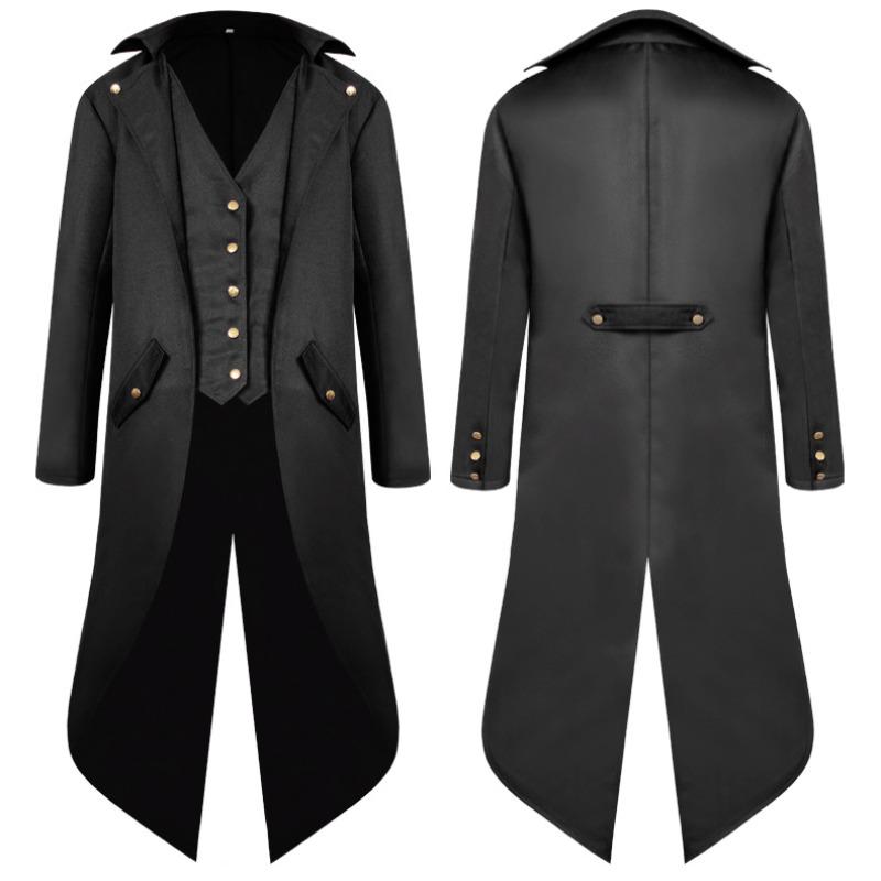 New men's clothing, medieval retro clothing men's medium and long punk retro tuxedo men's