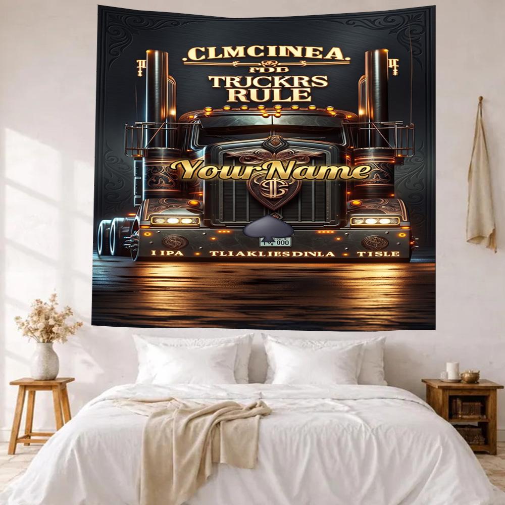 Peterbilt Heavy Trucks Custom Your Name Wall Decor Tapestry Art For Pet Memorial Birthdaywedding Party Backdrop Family Gift