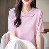 Doll Collar Ice Silk T-shirt Button-down New Summer Sweater Short-sleeved Age-reducing Top
