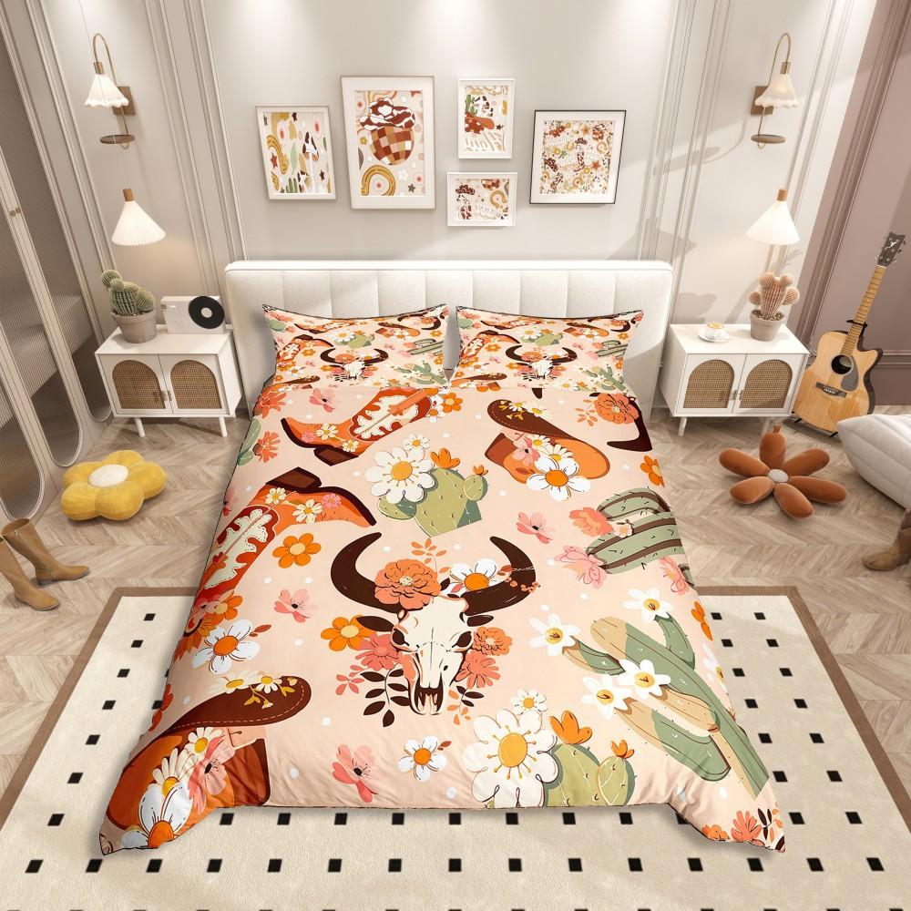 Comforter Homewish Western Cowgirl Boot Rustic Sunflower Cactus Bedding Setcartoon Brown Stars Bed Set