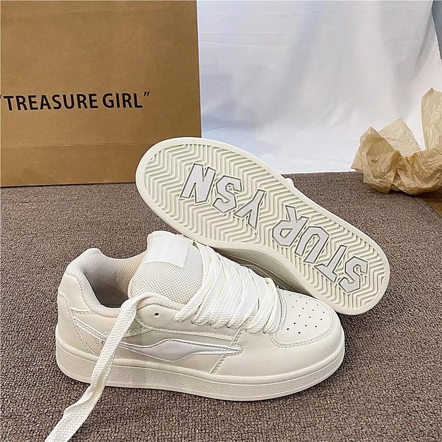 Hong Kong Style Women's Shoes Niche Bread Shoes Ins Tide 2025 Spring New Versatile Fashion Platform White Shoes Casual Board Shoes