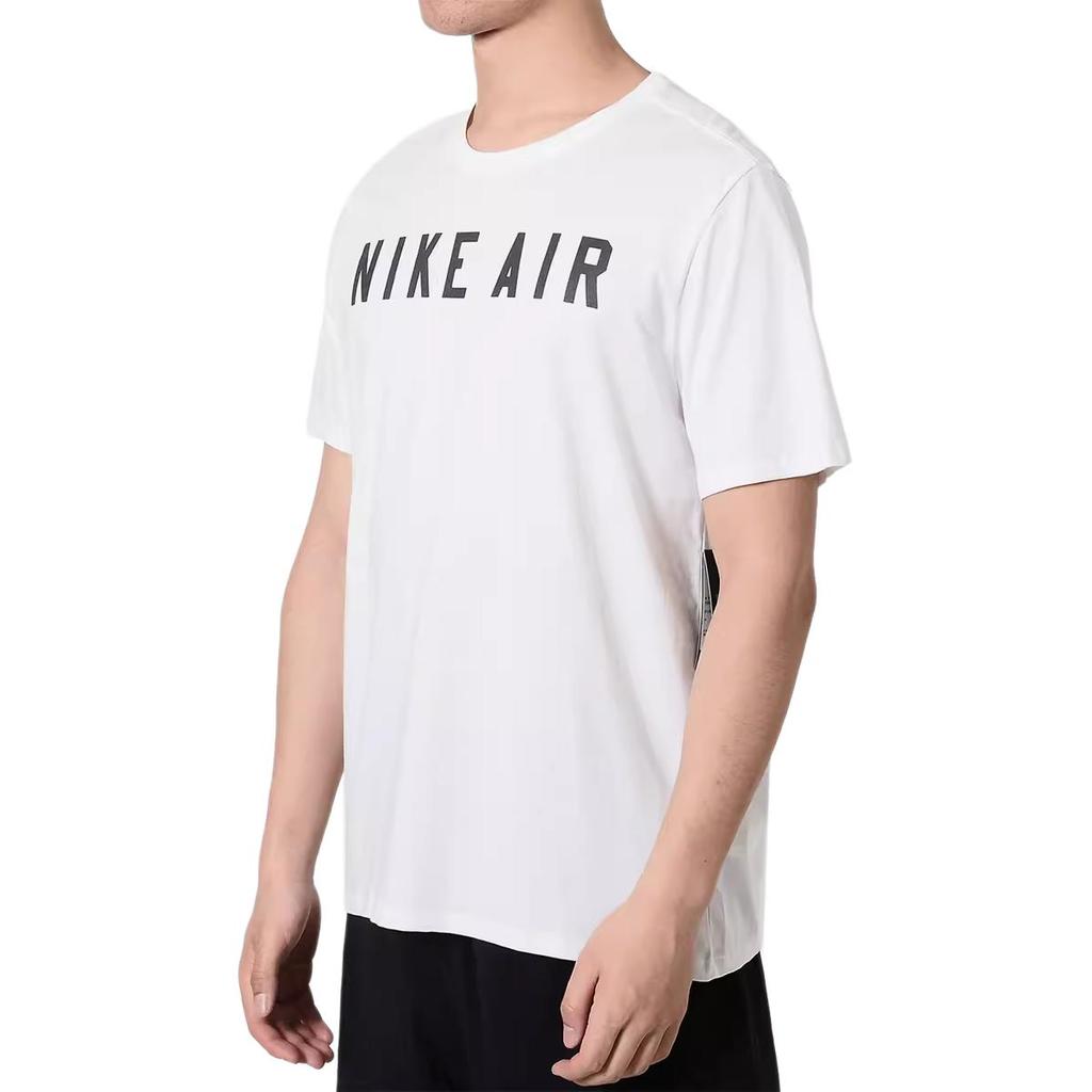 Nike T Shirts Men's White Crew Neck Moderate Straight Fit AJ7438-100