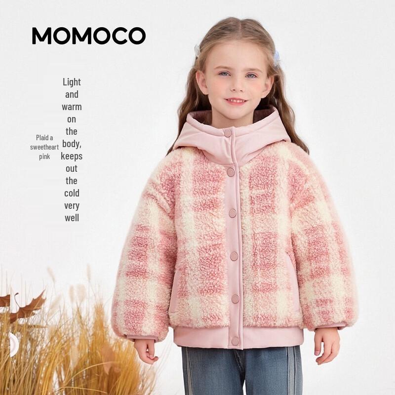 MOMOCO Girls' Hooded Winter Fleece-Lined Furry Coat