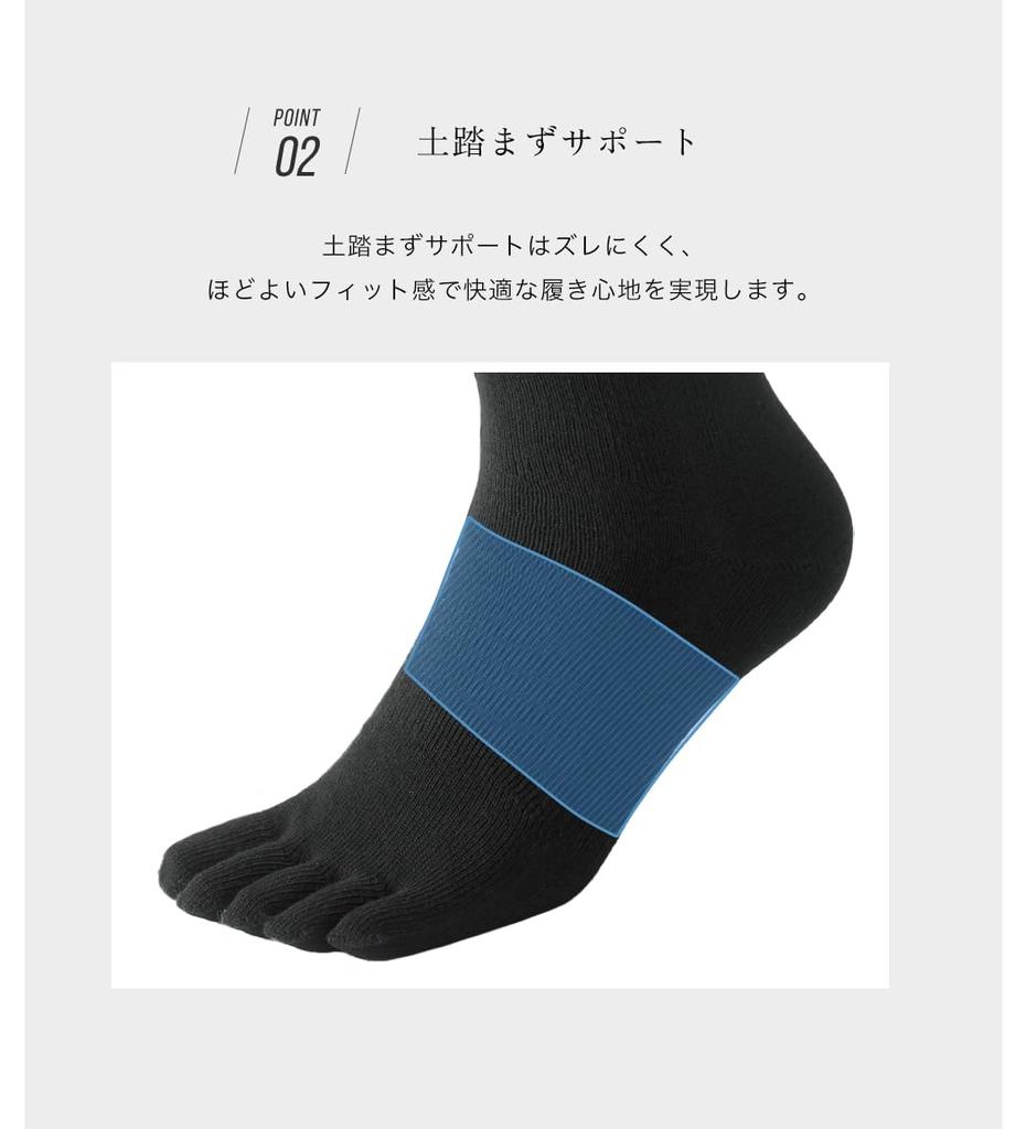 RENFRO Men's Five-Toe Socks, Made In Japan, Deodorizing, 5-Pair Set, Sizes 27-30cm, Black