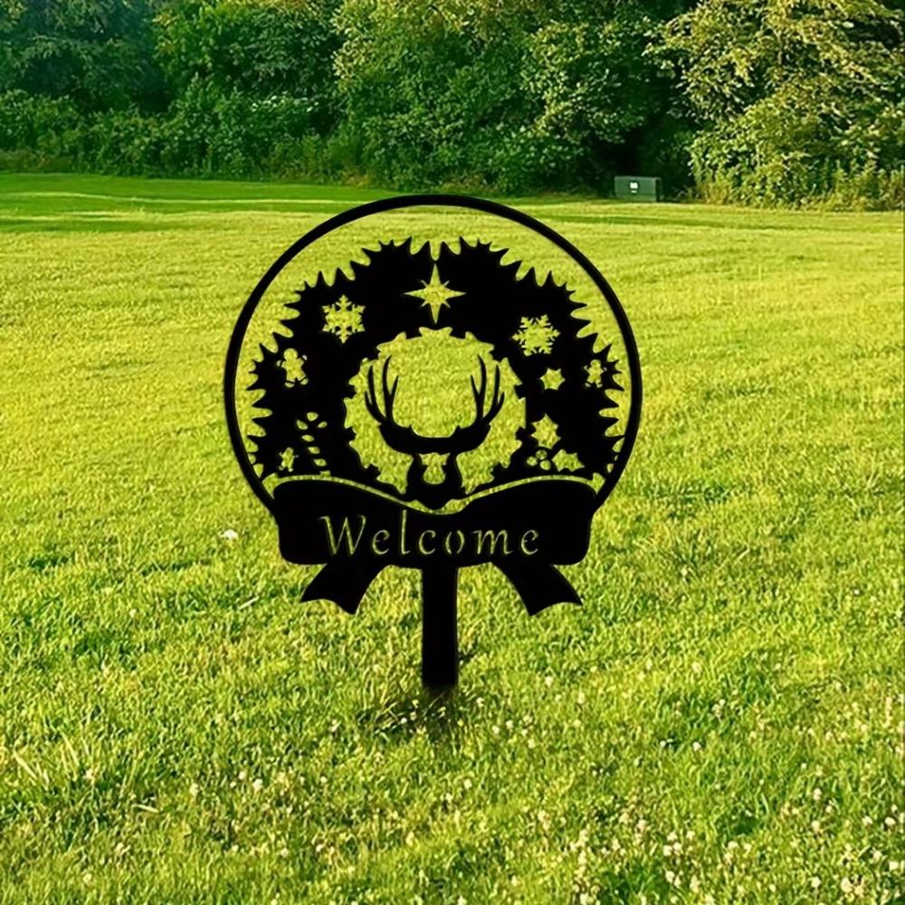 1pc Garden Sign Metal Christmas Yard Stake Elegant Holiday Ornament Stylish Garden & Yard Decor Perfect for Christmas