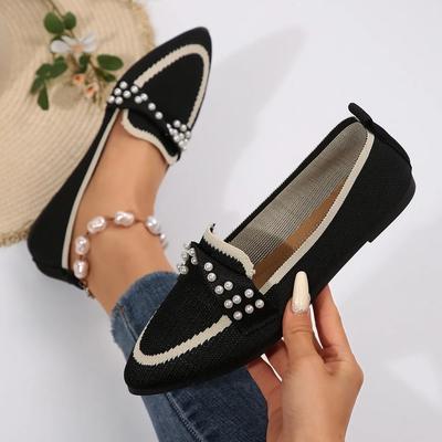 Frauen Wohnungen 2025 Neue Gestrickte Slip Atmungsaktiv Komfortable Einfarbig Schuhe Casual Spitz Zu Fuß Loafers Sneakers Frauen