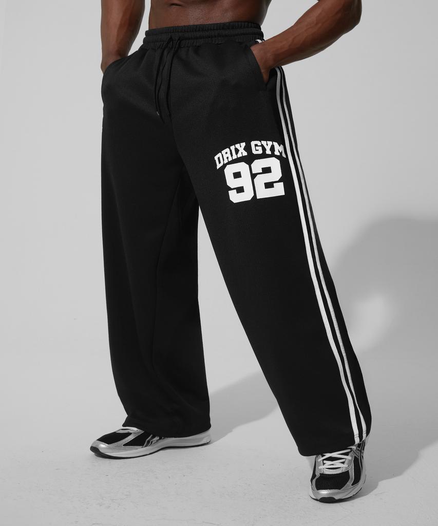 DRIX (Summer) Track Line Graphic Mesh Wide Pants_Black