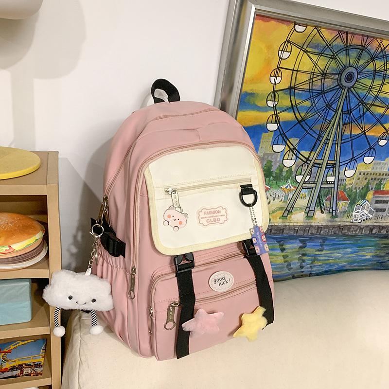 New Student Versatile Campus Backpack Large Capacity Backpack Cute and Simple Class School Bag Reduce Burden and Protect Ridge