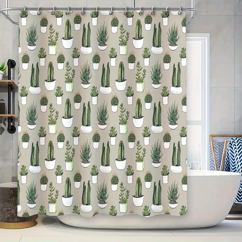 

Cactus Shower Curtain Desert Botanical Plants Pattern Bathroom Decor Waterproof Liner Vintage Farmhouse Style Home Textile W60H190(CM)-1 Pcs