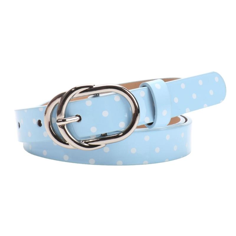 Glossy Dot Print Waist Belt with Oval Pin Closure, Adjustable Skinny Belt for Jeans, Skirts, Dresses, and Daily Styling