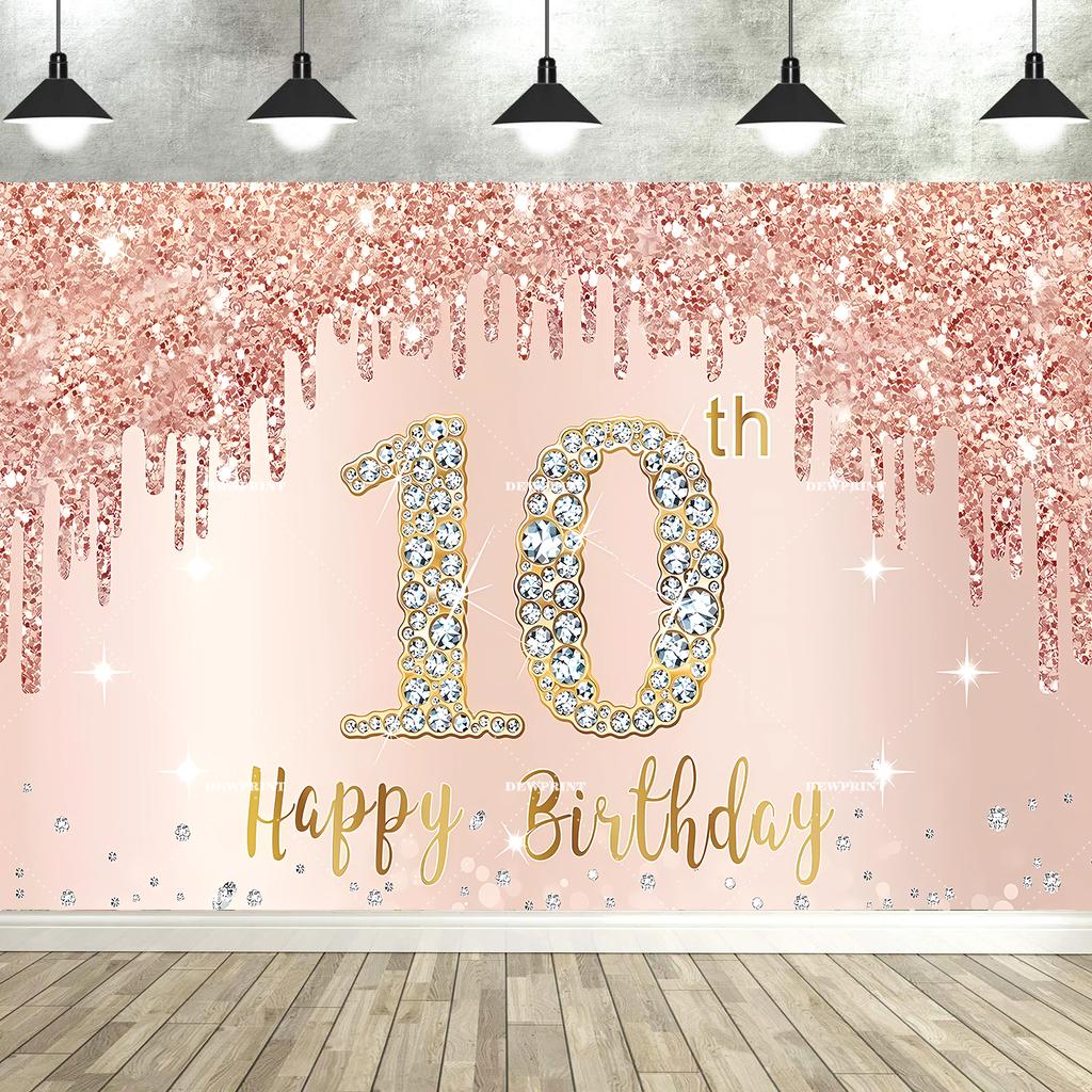 Rose Gold Glücklicher 18. Geburtstag Party Hintergrund Glitzer Diamant Geburtstag Hintergrund Mädchen Süß Geburtstagsparty Banner Fotografie