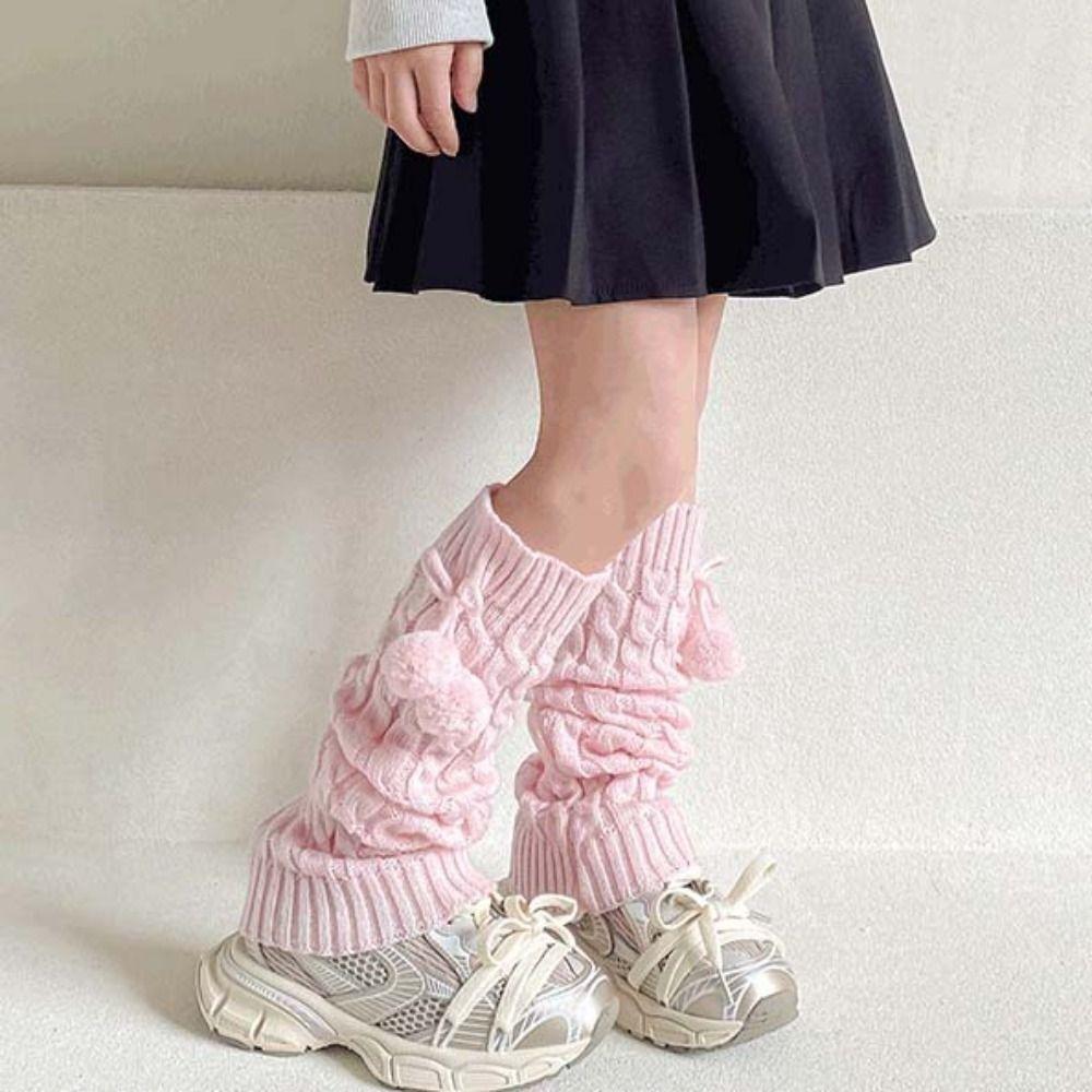 Korean Style Children's Sock Cover Plush Leg Cover Hairball Long Stacked Socks  Autumn and Winter