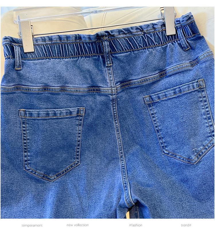 Super Size High Waist Summer Loose Fit Plus-Size Denim Shorts 3188