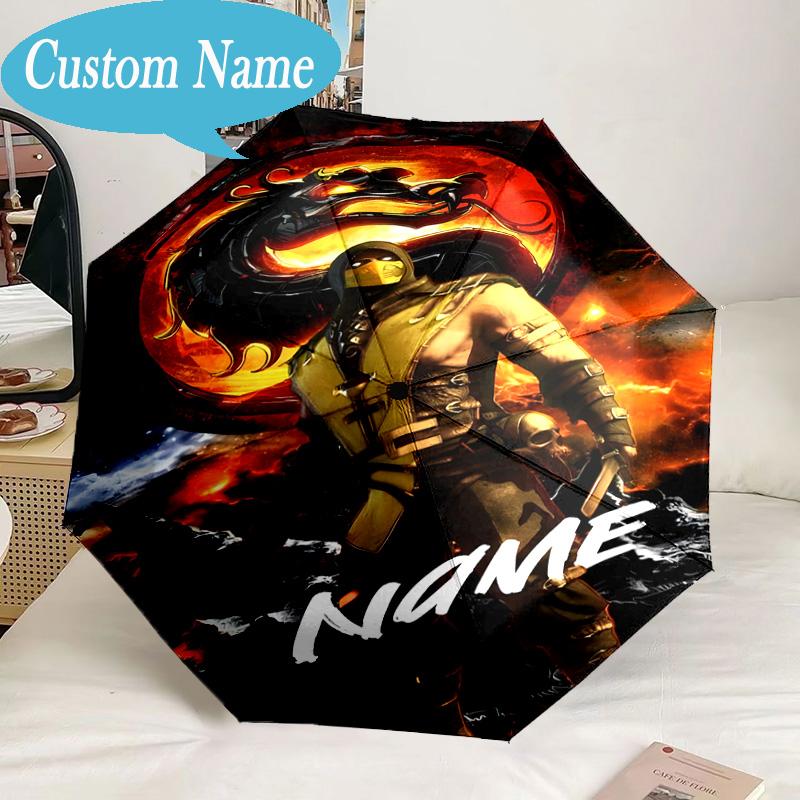 Custom Name Umbrella Dragon's Fiery Kombat Umbrella 8-Frame for Travel, Camping, Casual Lightweight Portable, Essential for Family Gifts