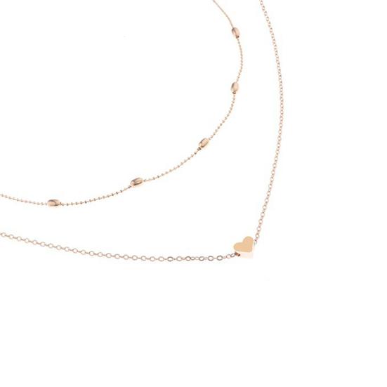 2Pcs/Set Necklace Exquisite Double Layers Alloy Heart Love Ball Chain for Dating
