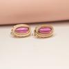 Exquisite Russian 585 Purple Gold Inlaid Oval Redstone Earrings Rose Gold Plated Luxury Foreign Exquisite Color Gold