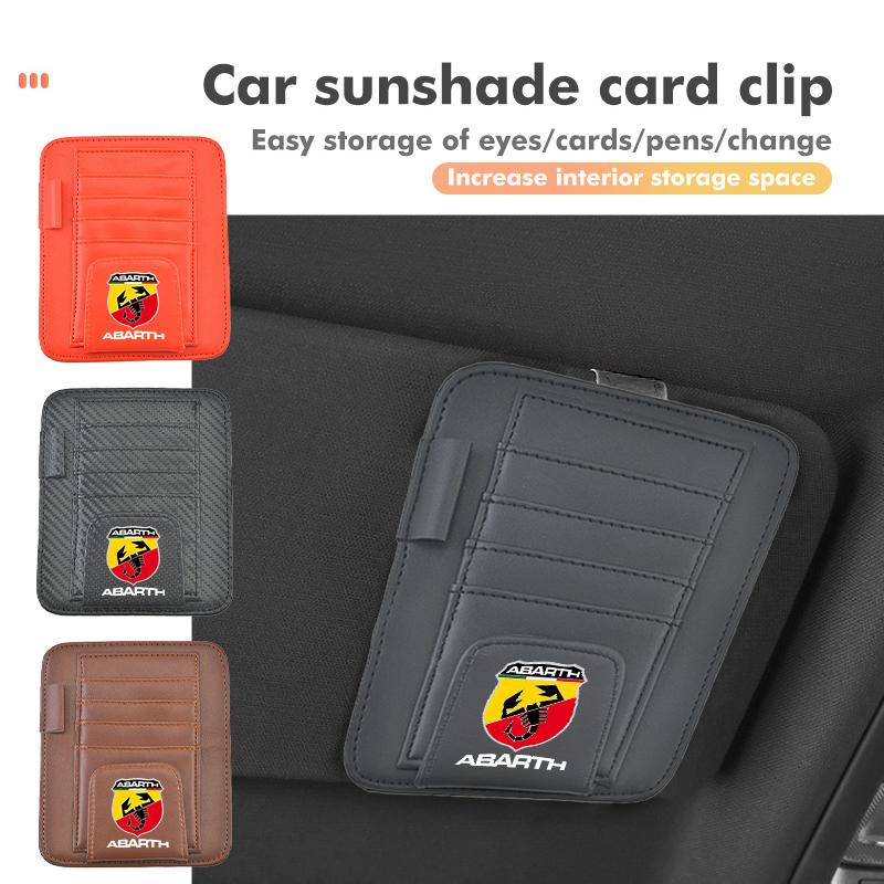 Car Sun Visor Sunglasses Clip Credit Card Pen Storage Holder For Abarth FR FIAT 500 595 695 124 Bravo Linea Siena Panda