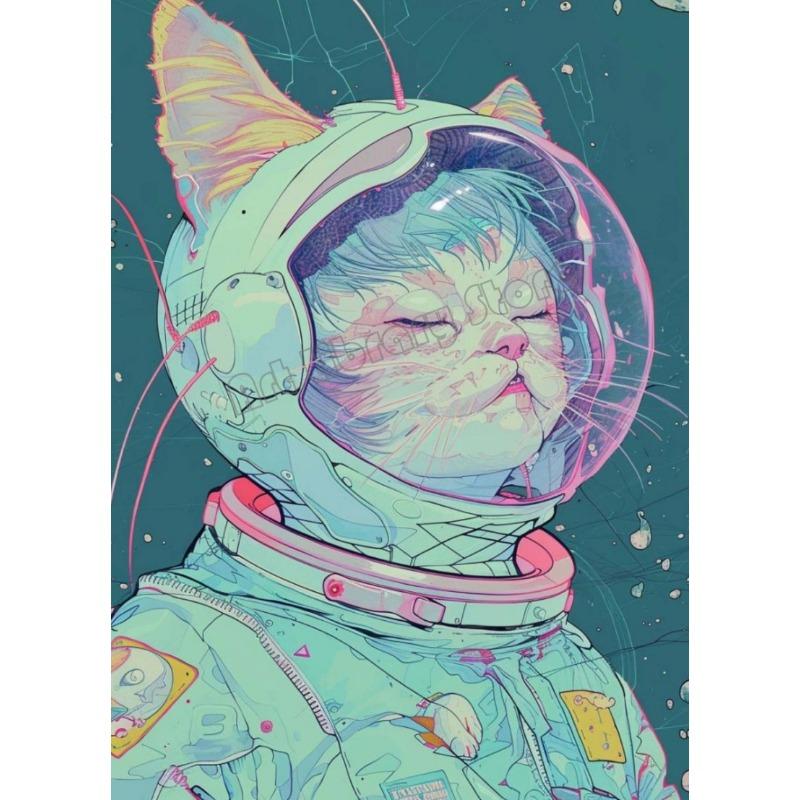 

Retro Futuristic Space Astronaut Cat Nasa Cosmic Surrealism Animals Poster Canvas Painting Preppy Wall Art Pictures Home Decor 21cm×30cm NoFrame