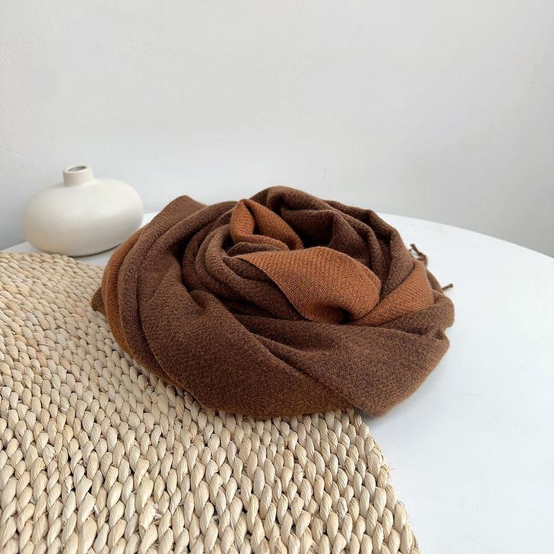 Winter Scarf Women Luxury Autumn Winter Double Sided Scarf Thicken Warm Shawl Classic Tassels Scarf Solid Color Soft Shawl