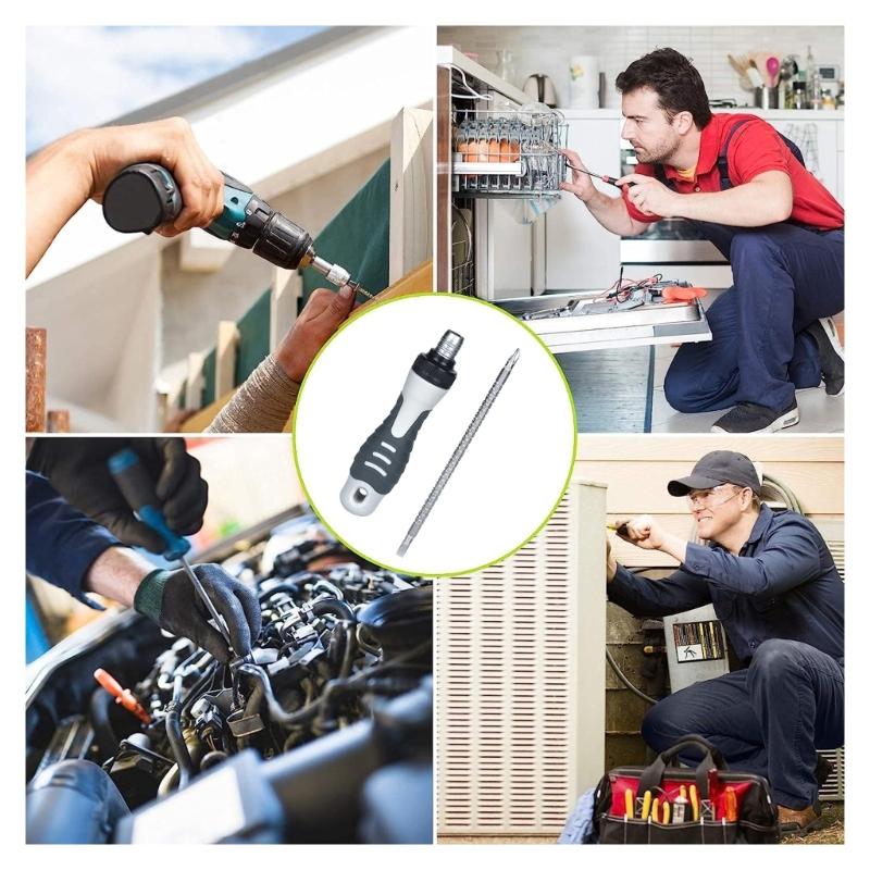 Ratcheting Telescopic Screwdriver Double Purpose Magnetic Ratcheting Screw Driver Adjustable Rod Length Hand Tool