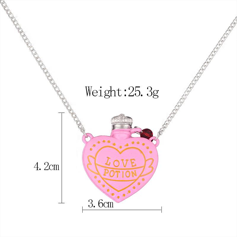 Love Potion Heart Bottle Pendant Necklace 3D Pink Bottle Angel Wings Crystal Necklaces for Women Lover Romantic Jewelry