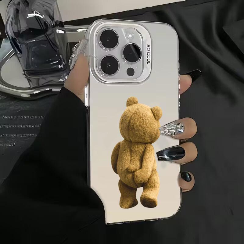 New Cartoon Teddy Bear Matte Laser Phone Case For  Poco F5 X5 X6 Pro Mi 14 13 12 12T 13T Pro 11 Lite NE Shockproof Cover