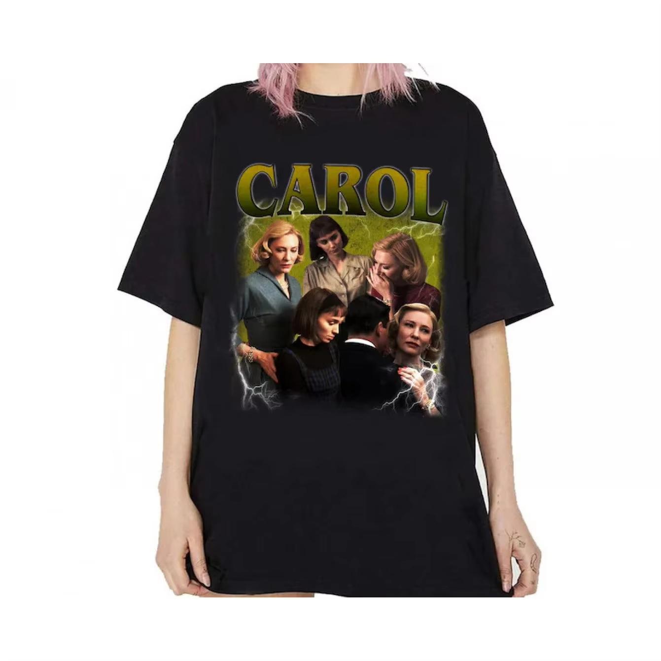 Carol Movie T-shirt - Retro Cate Blanchett Classic Character Fan Gift, Birthday Gift, Casual Round Neck Pirated Shirt S