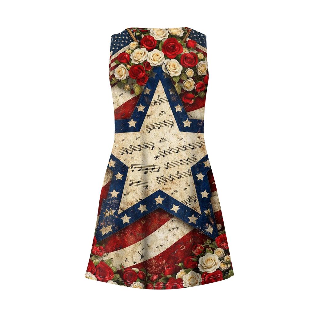 Women's Fashionable Casual Independence Day Print Dress