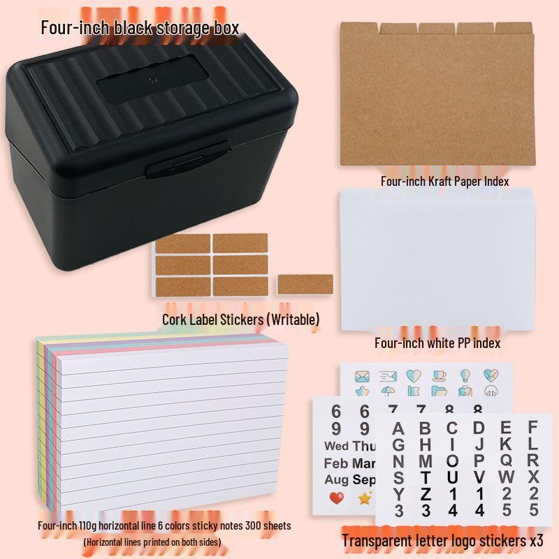 Retro Extra Large 4-Inch Desktop Index Cards with Horizontal Line Sticky Notes, 230g Thick Cardstock