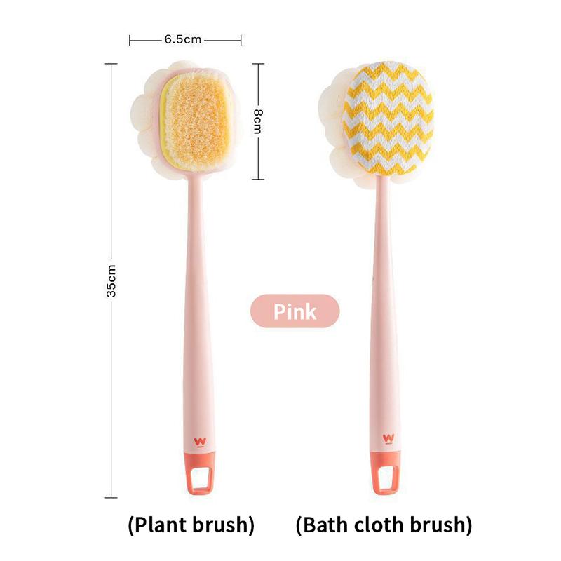 Double Sided Scrubbing Tool Bath Brush Long Handle Soft Fur Bath Brush Detachable Scrubbing Towel Strong Back Rubbing
