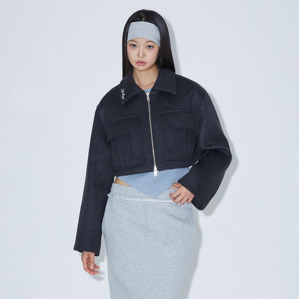 Lalafox Two-Way Crop Jacket Charcoal Bp3Wj004