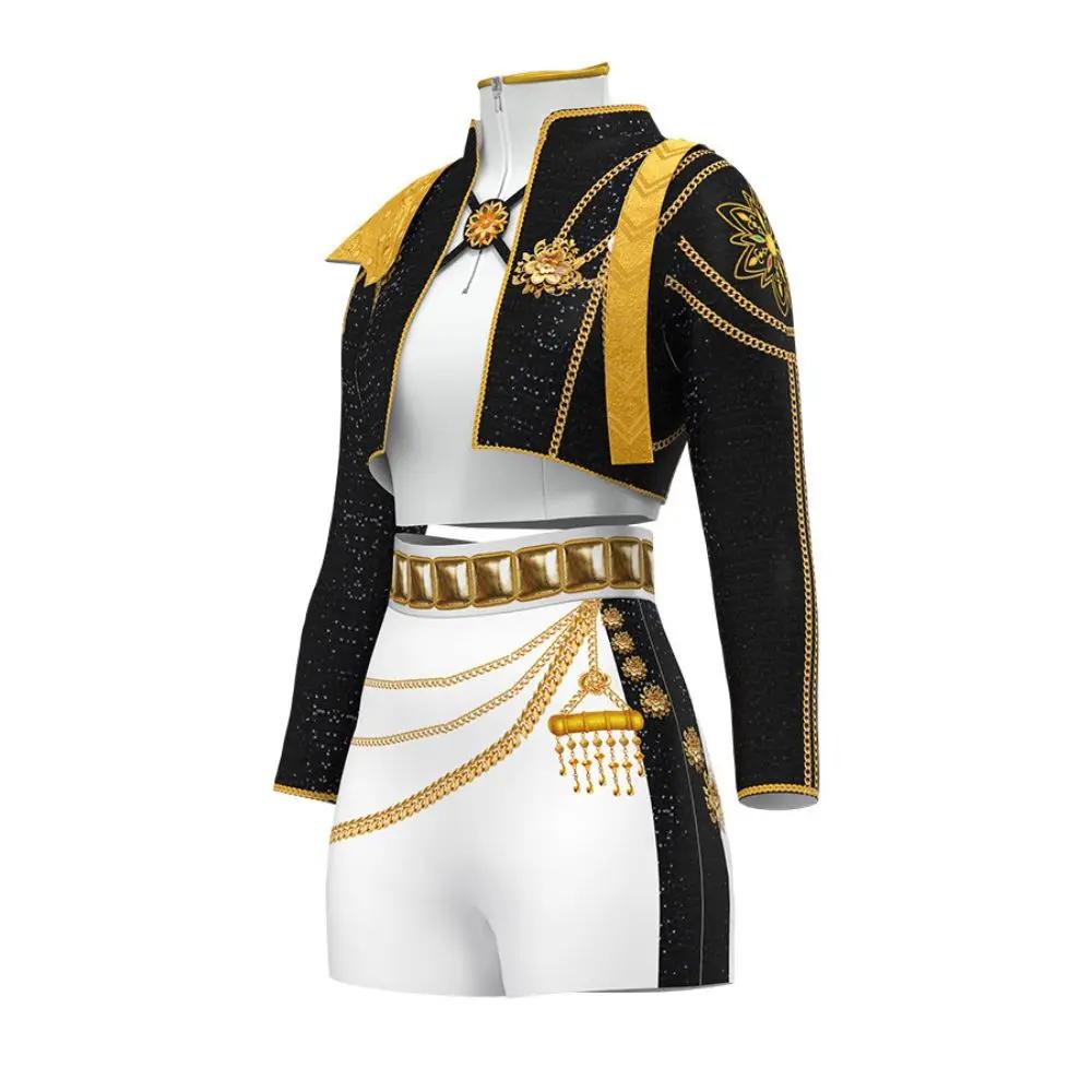 Kids Rumi Zoey Mira Demon Hunters Kpop Cosplay Costume for Child Girls Printed Clothing Roleplay Outfits Halloween Carnival Suit