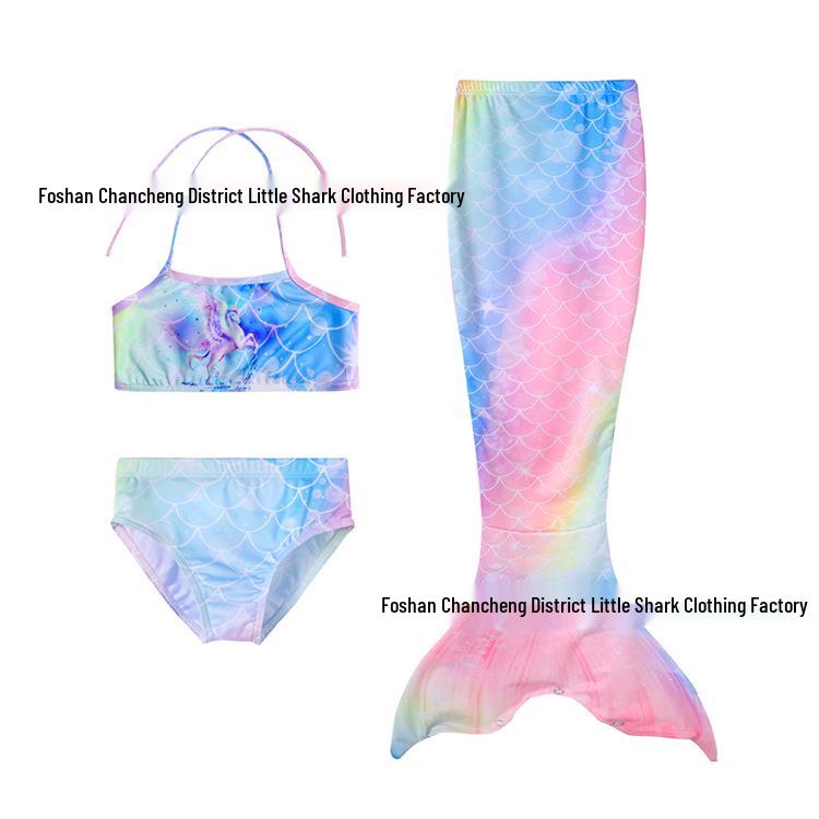 2023 Mermaid Girls  Three-Piece Swimsuit Set: Bikini Beachwear and Hot Spring Attire 150