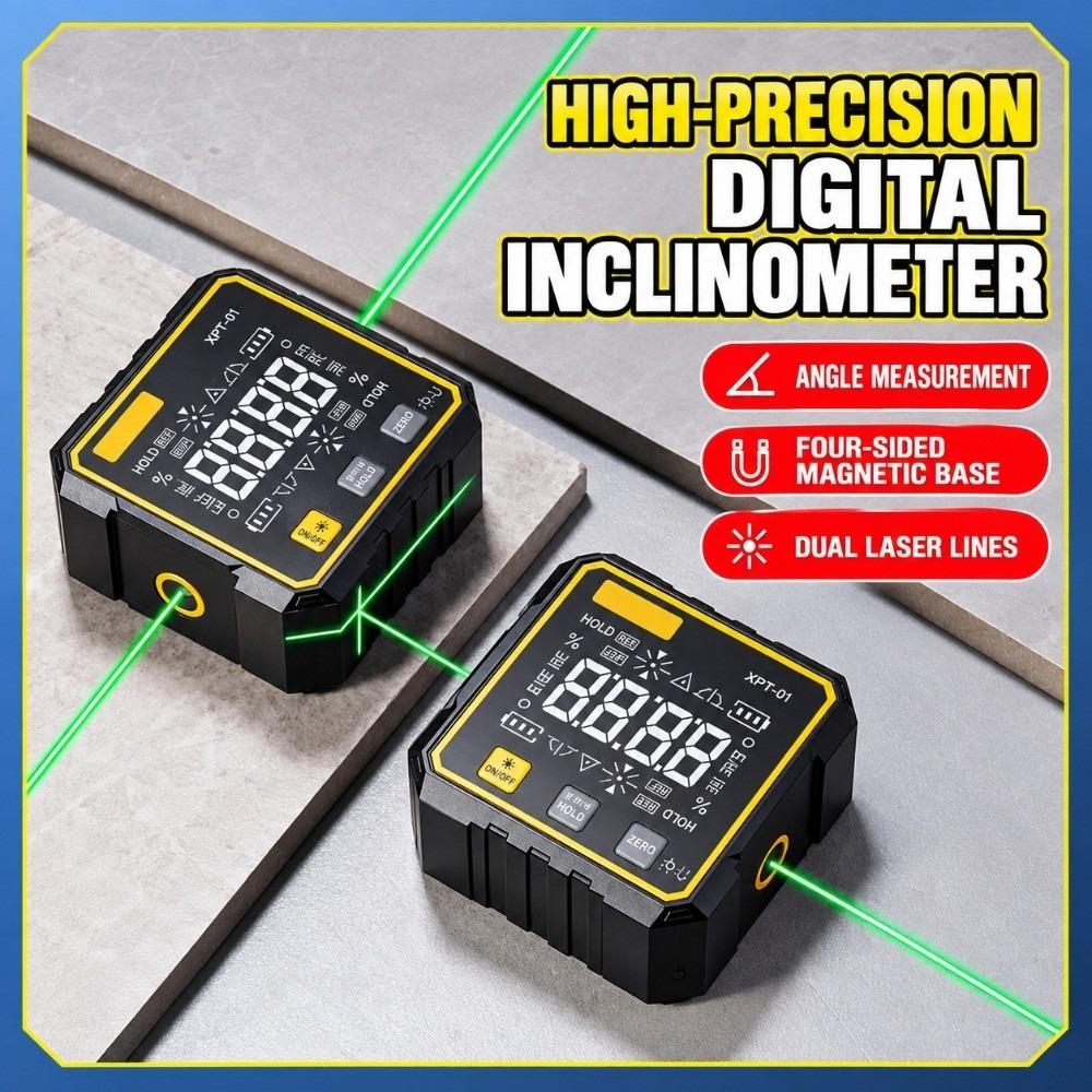Four Side Magnetic Laser Inclinometer Dual Laser Cross Line Slope Meter For Carpentry