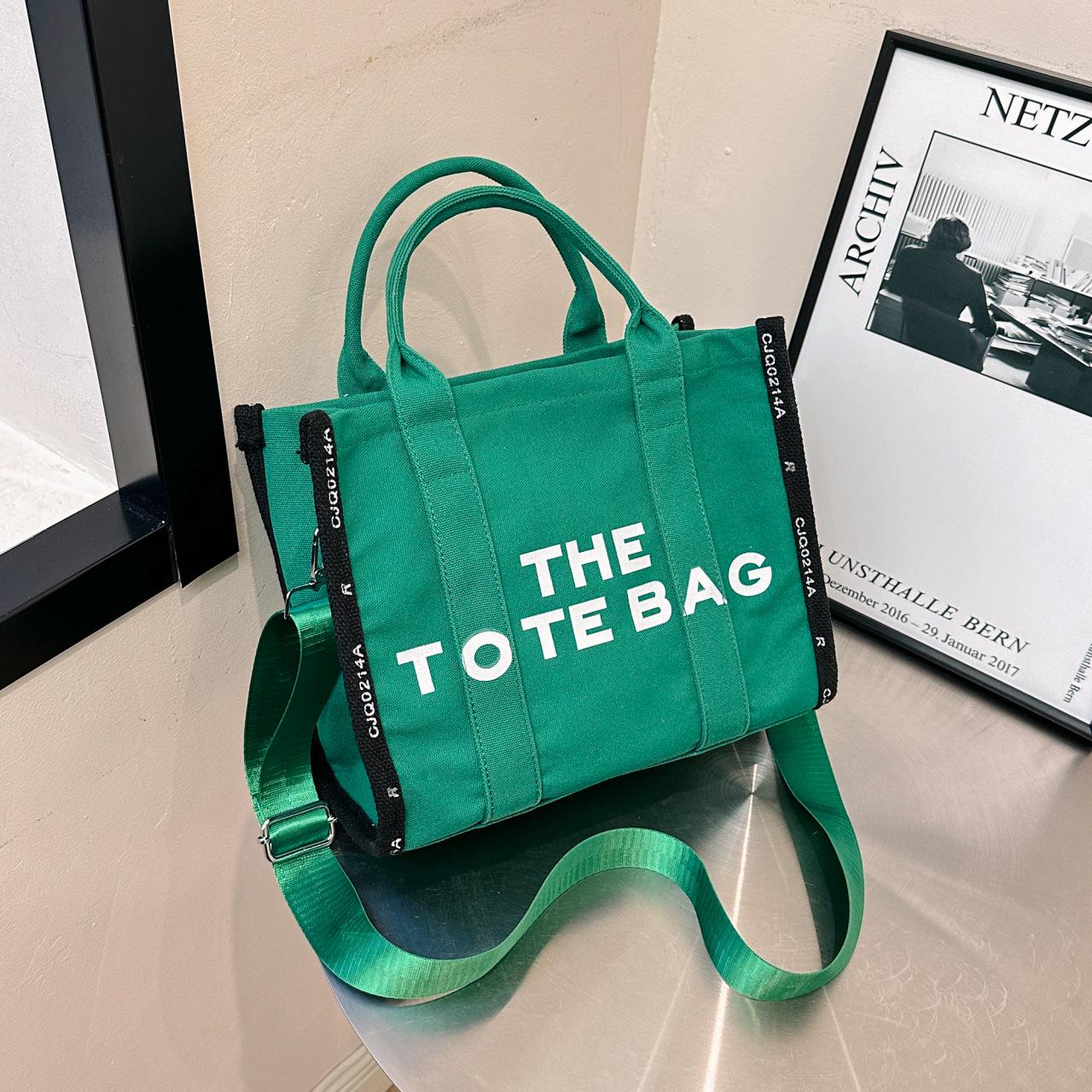 Женская повседневная холщовая сумка-тоут большой вместимости зелёный