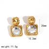 Geometric Stainless Steel Earrings With Zirconia For Women Summer Fashion Jewelry