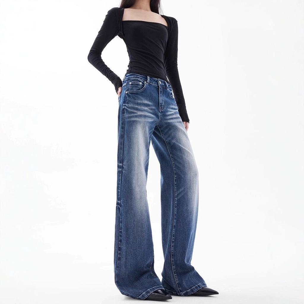 Women's High Waist Loose Plus Size Micro Flare Jeans - American High Street Style, Slimming & Hip Covering