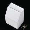 EWOO SUPPLY 12cm key white acrylic donation box with white box wide, built-in type, key, YS-1028