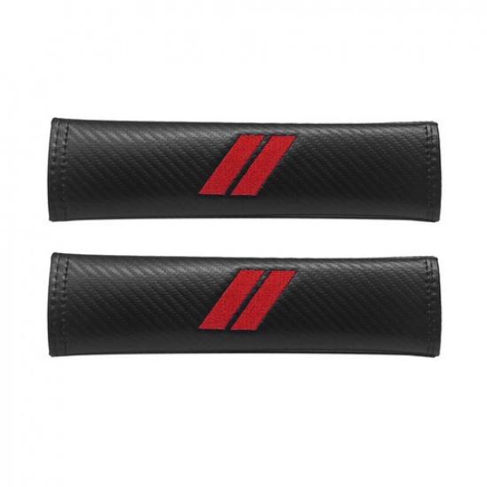 2PCS for Dodge Charger Red Carbon Fiber Leather Seat Belt Shoulder Pad Covers