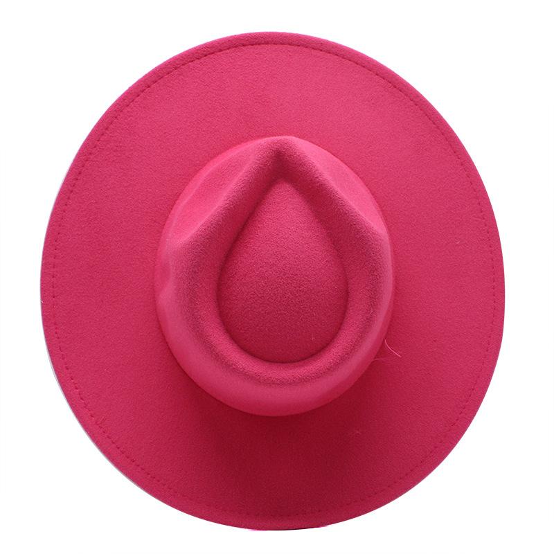 Wool Top Hat Casual Jazz Hat Tide Concave British Hat Ladies Big Edge White Felt Hat