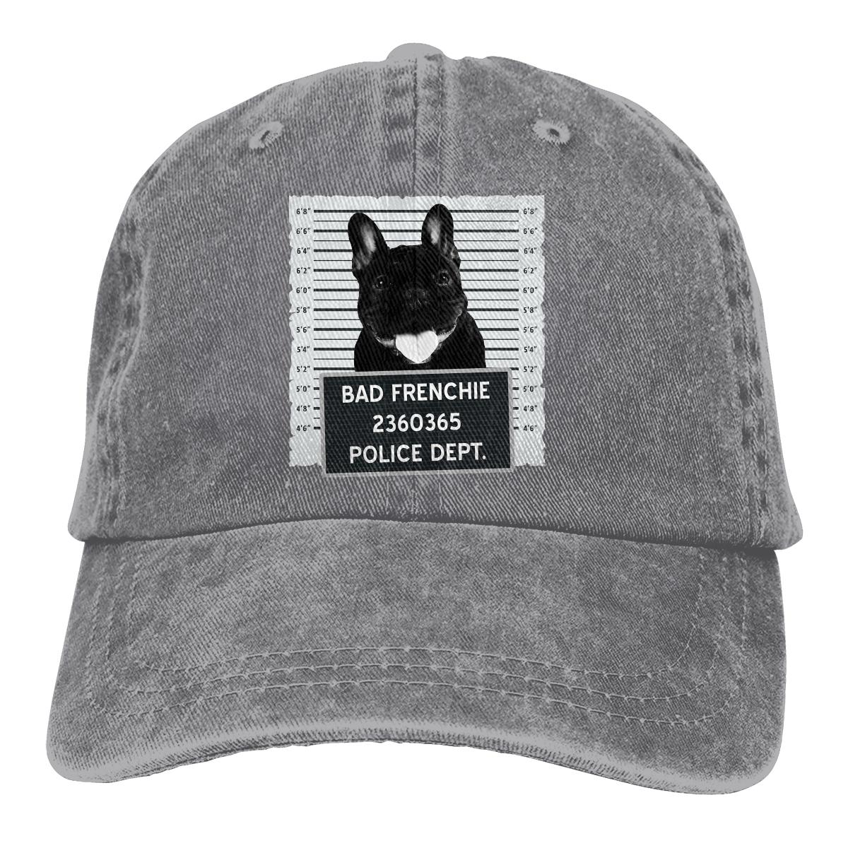 Washed Mens Baseball Cap Frenchie Mug Shot Trucker Snapback Caps Dad Hat French Bulldog Pet Dog Lover Golf Hats One Size