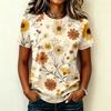 Women's Casual Raglan Sleeve Crew Neck Floral Print Short Sleeve Top Lightweight Comfortable Fit Soft Fabric
