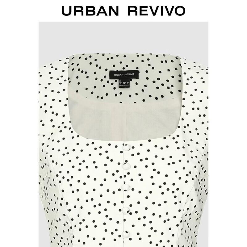 Women's Polka Dot U-Neck Bow Blouse