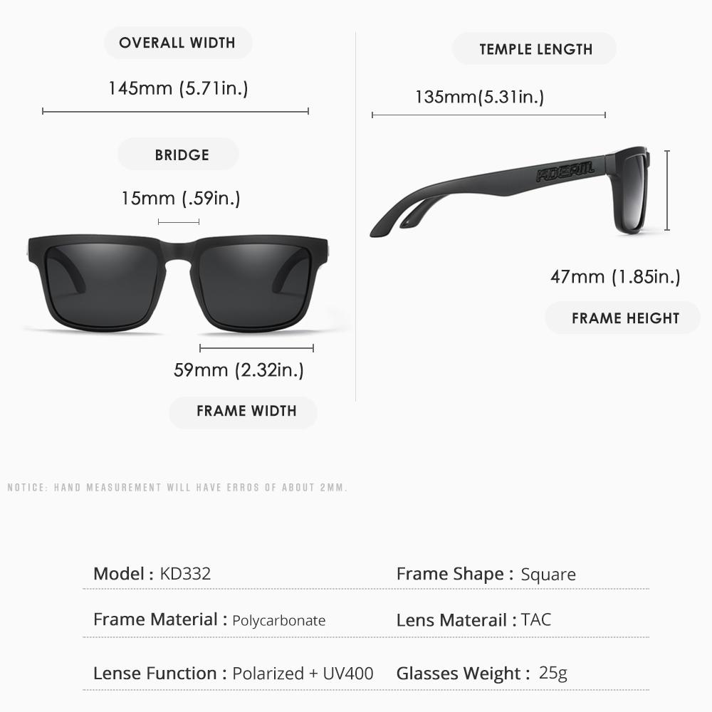 2PCS - KDEAM Brand Original Design Men Square Polarized Sunglasses Fishing Fashion Women Sun Glasses Colorful Eyewear
