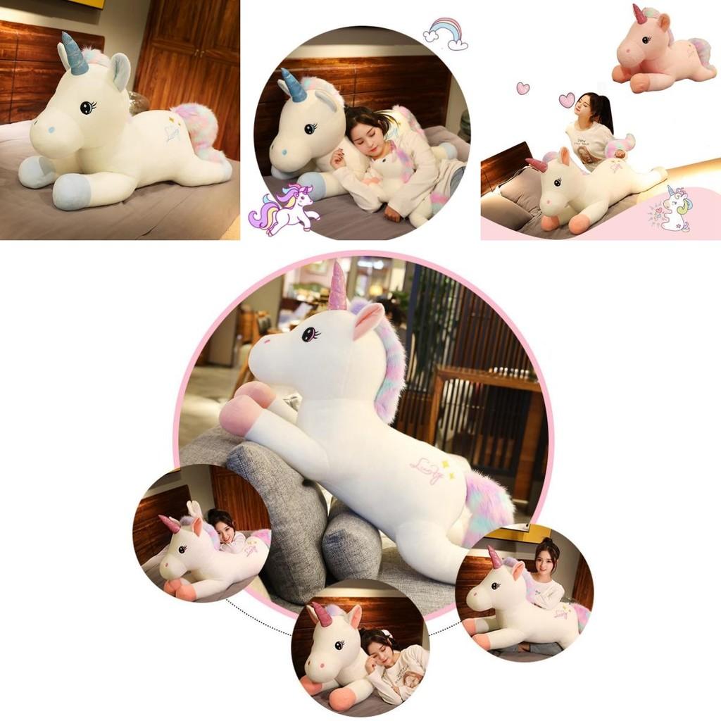 Charming Short Plush Unicorn Stuffed Animal Pillow Comfortable Bedside Support For Children
