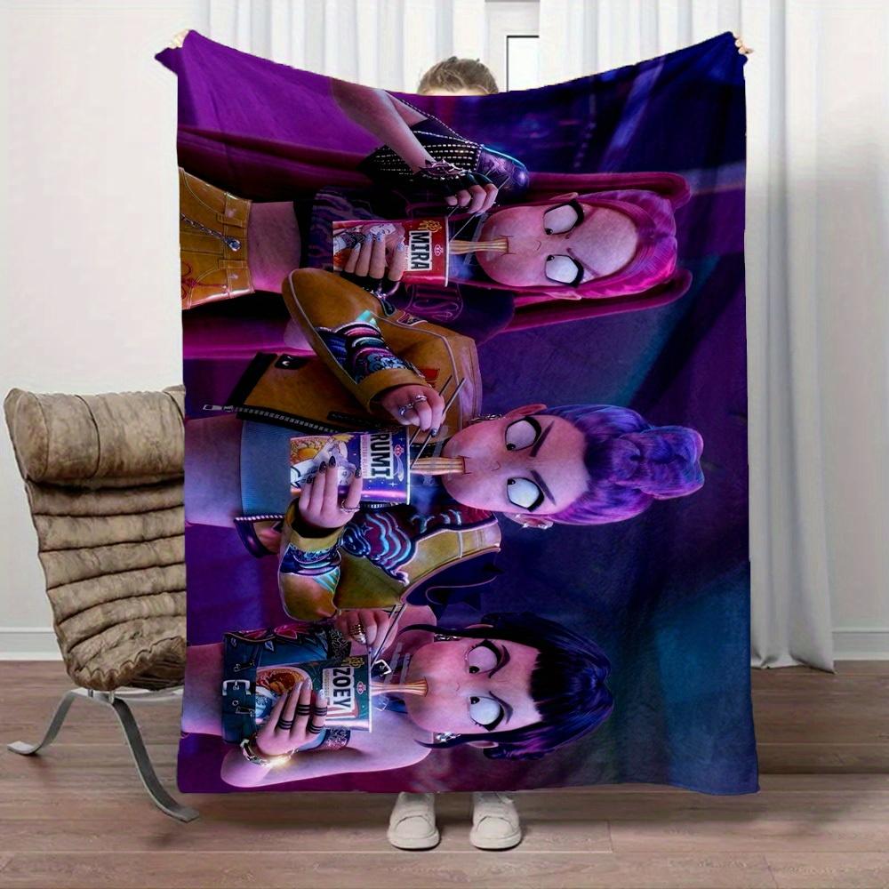 1Pc HUNTR X Zoey Print Flannel Blanket, Comfortable for All Seasons, Home Decor, Warmth and Comfort, Perfect for Christmas Gifts821061