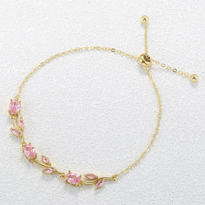 

Colorful Trendy Charm Crystal Leaf Vine Flower Rhinestone Bracelet Luxury for Women Girl Party Wedding Jewelry Gift