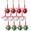 12Pcs Festive Christmas Jingle Bells with Red Ribbons and Star Patterns Perfect for Christmas Tree and Home Decorating.